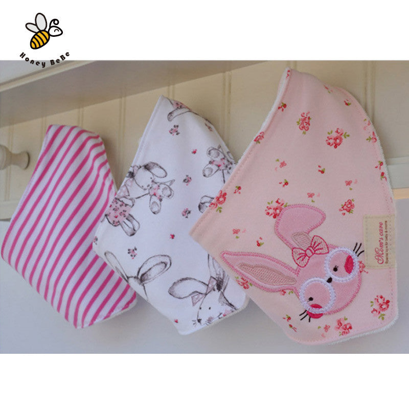 100% Soft Cotton High Quality Cartoon Baby Bibs Double Layers