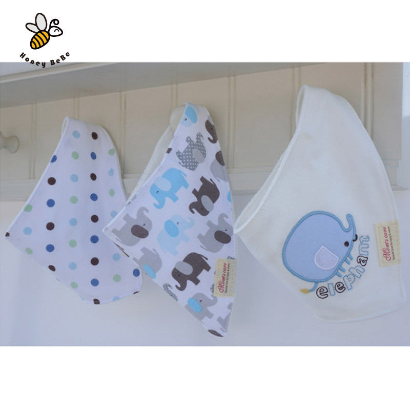 100% Soft Cotton High Quality Cartoon Baby Bibs Double Layers