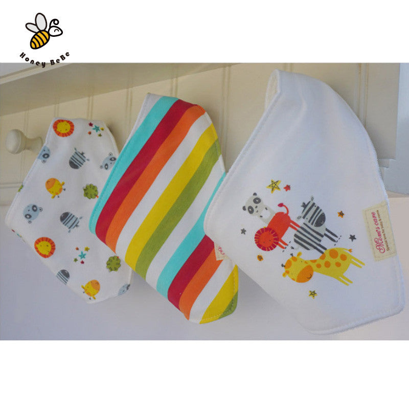 100% Soft Cotton High Quality Cartoon Baby Bibs Double Layers