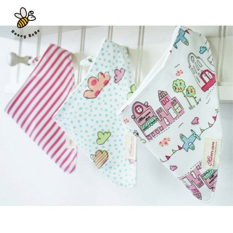 100% Soft Cotton High Quality Cartoon Baby Bibs Double Layers