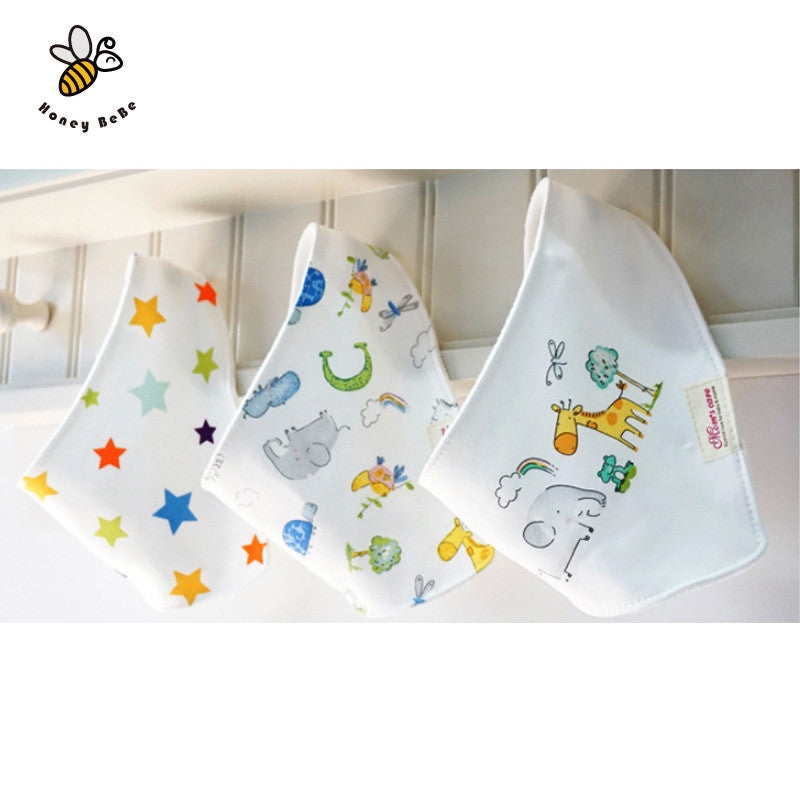 100% Soft Cotton High Quality Cartoon Baby Bibs Double Layers