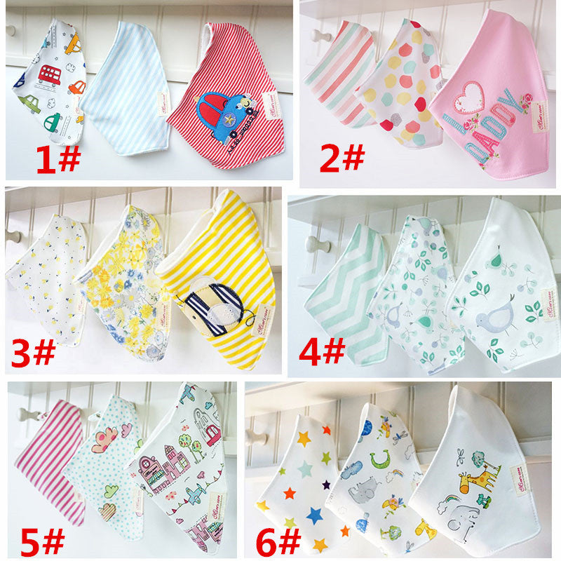 100% Soft Cotton High Quality Cartoon Baby Bibs Double Layers