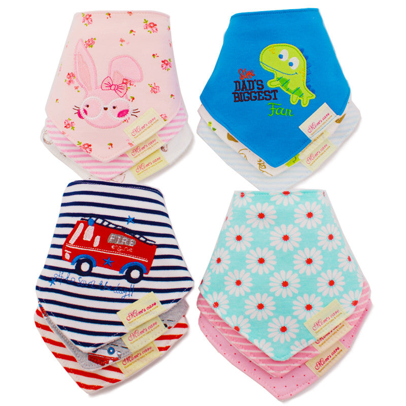 100% Soft Cotton High Quality Cartoon Baby Bibs Double Layers